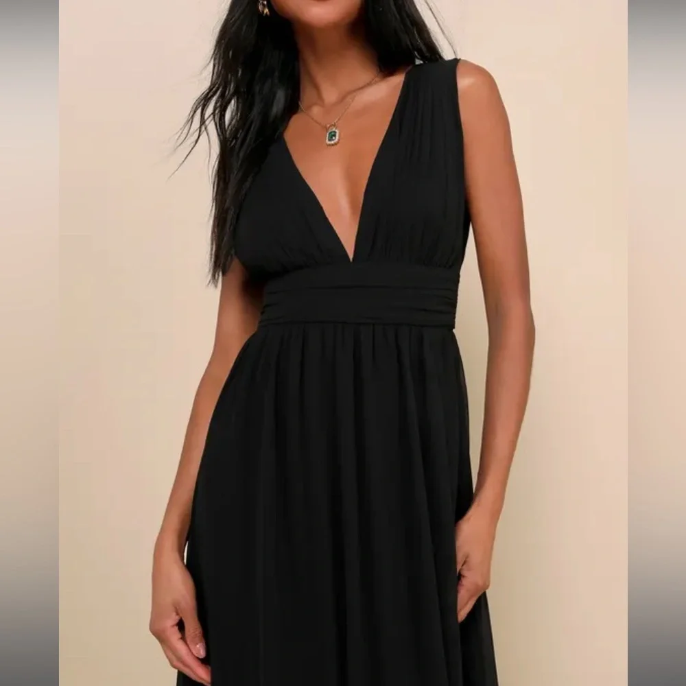 NWT Lulus Heavenly Hues Black Maxi Dress - Picture 2 of 6